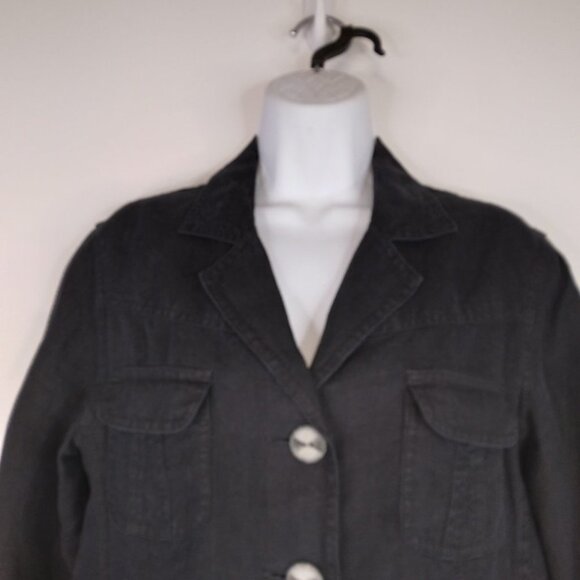J. Jill 100% Linen Black Light Blazer Jacket Size S - Picture 9 of 12